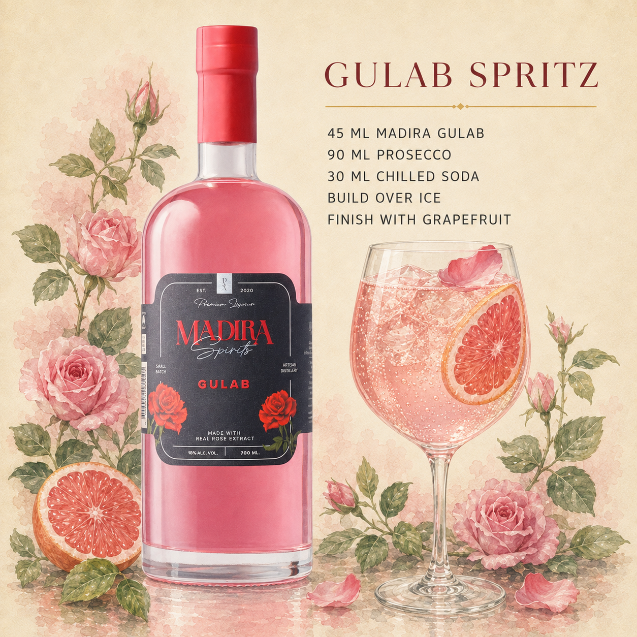 Gulab Spritz made with Madirraa Gulab
