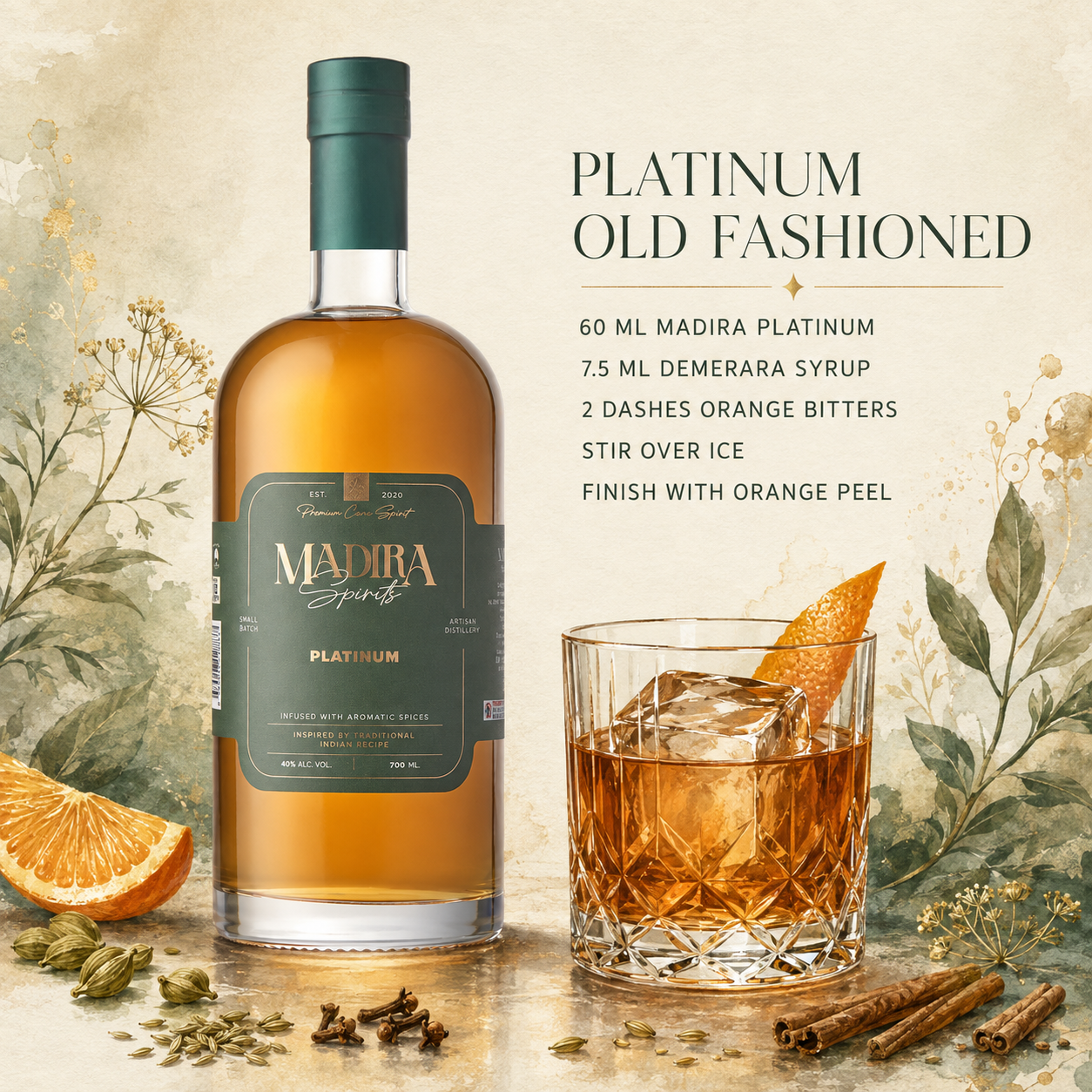 Platinum Old Fashioned made with Madirraa Platinum